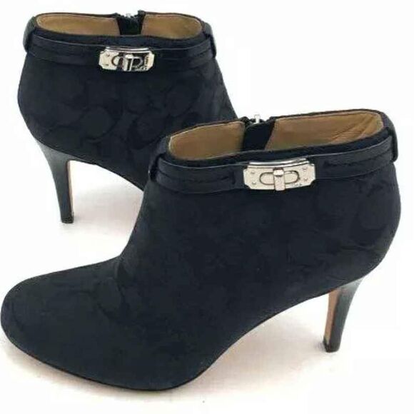 Coach Designer Bennett Black Heels Boots Booties- Size 9 - Picture 1 of 8